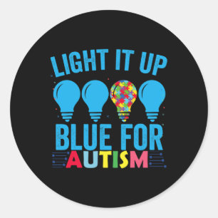 Light It Up Blue Autism Awareness Month 1 Classic Round Sticker
