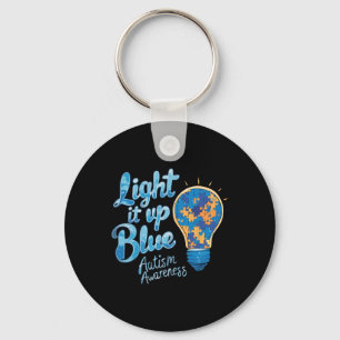 Light It Up Blue Autism Awareness Month Keychain