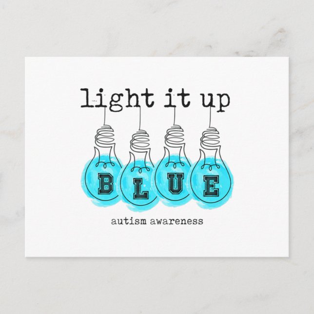 Light It Up Blue Autism Awareness Premium T-Shirt1 Postcard (Front)