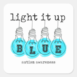 Light It Up Blue Autism Awareness Premium T-Shirt1 Square Sticker