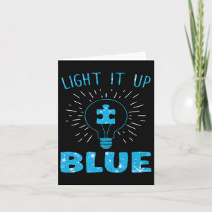 Light It Up Blue Autism Awareness Puzzle Piece  Card