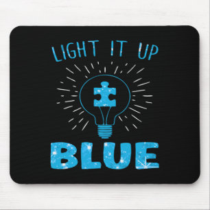 Light It Up Blue Autism Awareness Puzzle Piece Mouse Pad