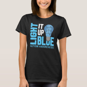 Light It Up Blue Autism Awareness Puzzle Piece Ri T-Shirt