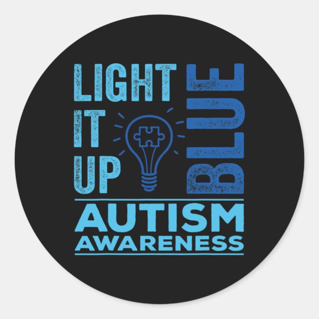 Light It Up Blue Autism Awareness S  Classic Round Sticker (Front)
