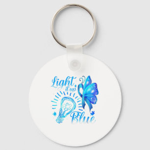 Light It Up Blue Autism Awareness Shirt Puzzle Pie Keychain