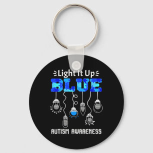 Light It Up Blue Autism Awareness Support  Keychain