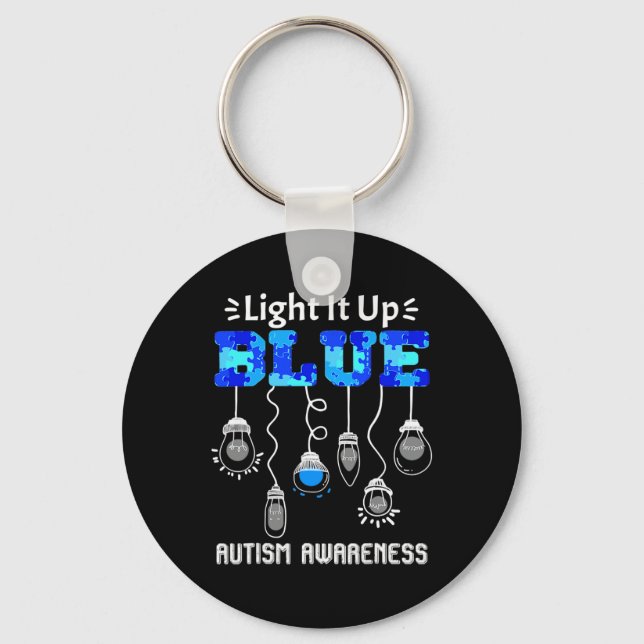 Light It Up Blue Autism Awareness Support  Keychain (Front)