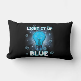 Light It Up Blue Autism Shirt I Wear Blue For Awar Lumbar Pillow