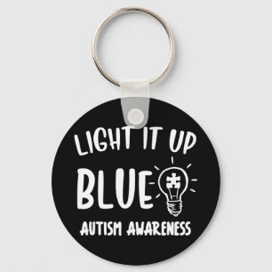 Light It Up Blue Autism Shirt shirt for family, au Keychain