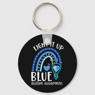 Light It Up Blue Autism Tee I Wear Blue For Autism Keychain
