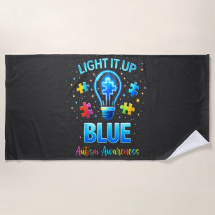 Light It Up Blue Autistic Autism Awareness Beach Towel