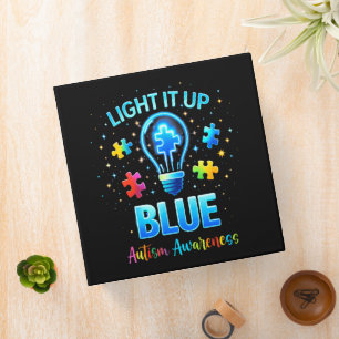 Light It Up Blue Autistic Autism Awareness Binder