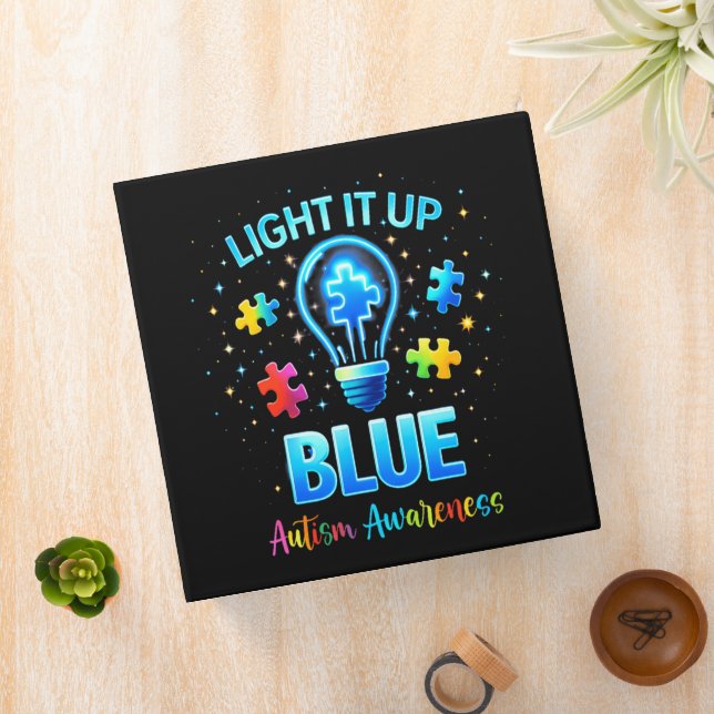Light It Up Blue Autistic Autism Awareness Binder (In Situ)