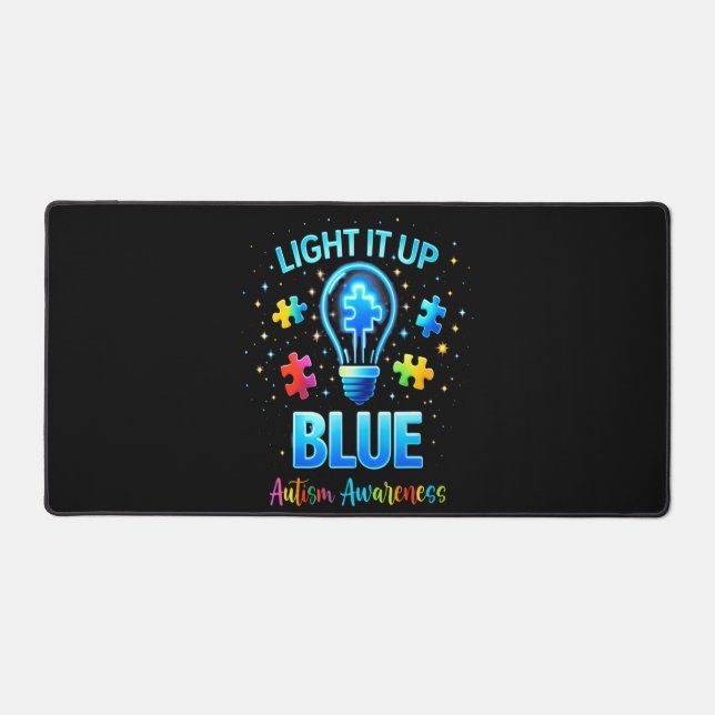 Light It Up Blue Autistic Autism Awareness Desk Mat (Front)