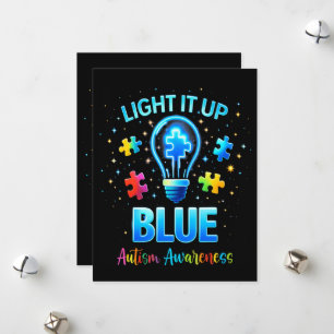 Light It Up Blue Autistic Autism Awareness Holiday Card