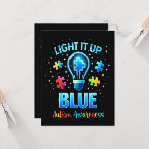 Light It Up Blue Autistic Autism Awareness Invitation