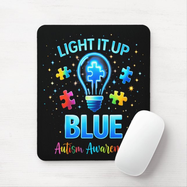 Light It Up Blue Autistic Autism Awareness Mouse Pad (With Mouse)