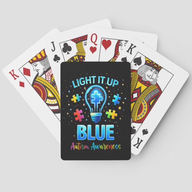 Light It Up Blue Autistic Autism Awareness Playing Cards (Back)