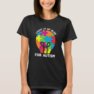 Light It Up Blue For Autism Awareness Puzzle Piece T-Shirt