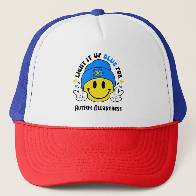 Light it up Blue For Autism Trucker Hat (Front)