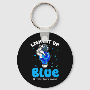 Light It Up Blue Funny Puzzle Piece Autism Awarene Keychain