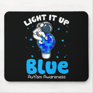 Light It Up Blue Funny Puzzle Piece Autism Awarene Mouse Pad