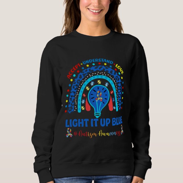 Light It Up Blue Light Bulb Autism Awareness Puzzl Sweatshirt (Front)