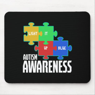 Light It Up Blue Puzzle Inspirational Autism Aware Mouse Pad