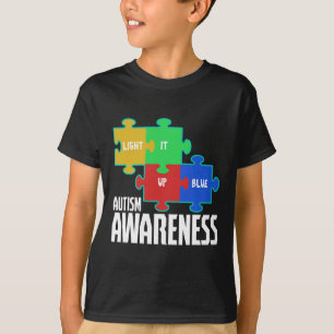 Light It Up Blue Puzzle Inspirational Autism Aware T-Shirt
