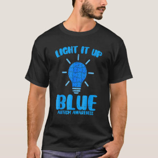 Light It Up Blue Puzzle Piece Autism Awareness T-Shirt