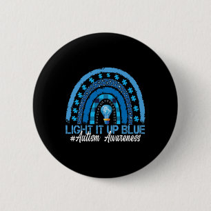 Light It Up Blue Rainbow Autism Awareness 2 Inch Round Button