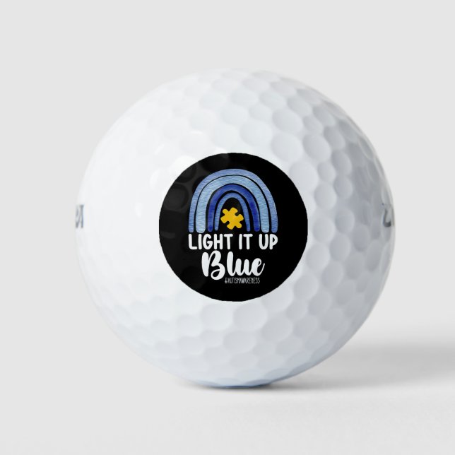 Light It Up Blue Rainbow Autism Awareness Family Golf Balls (Front)