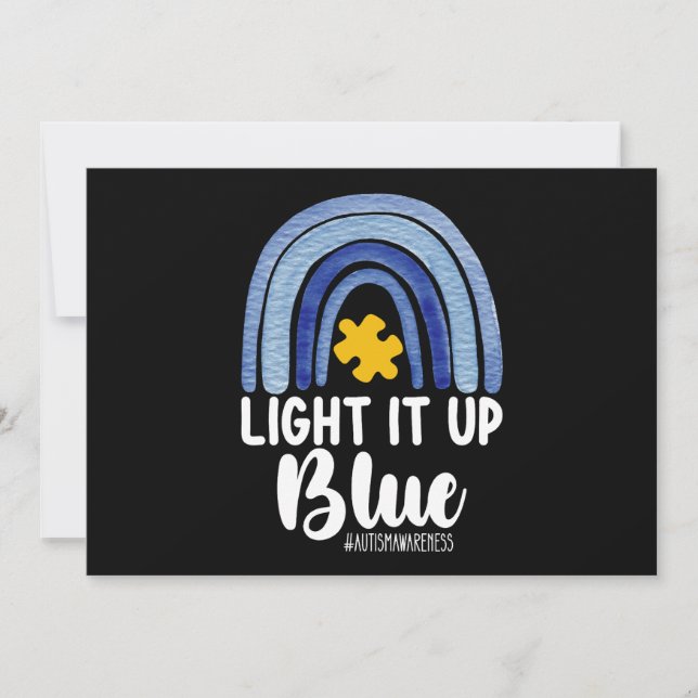 Light It Up Blue Rainbow Autism Awareness Family Invitation (Front)