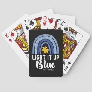 Light It Up Blue Rainbow Autism Awareness Family Playing Cards