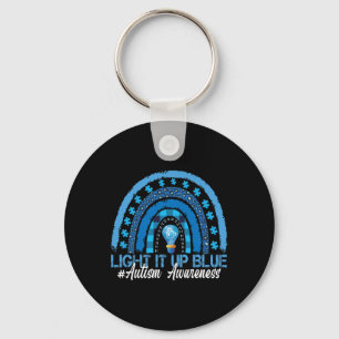 Light It Up Blue Rainbow Autism Awareness Keychain