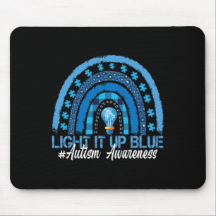 Light It Up Blue Rainbow Autism Awareness  Mouse Pad