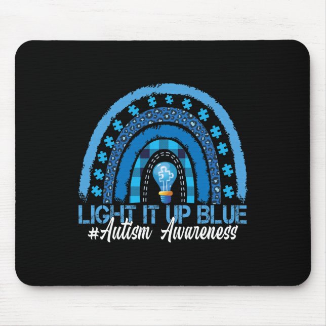 Light It Up Blue Rainbow Autism Awareness  Mouse Pad (Front)