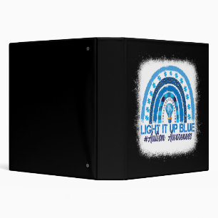Light It Up Blue Rainbow Bleached Autism Awareness Binder