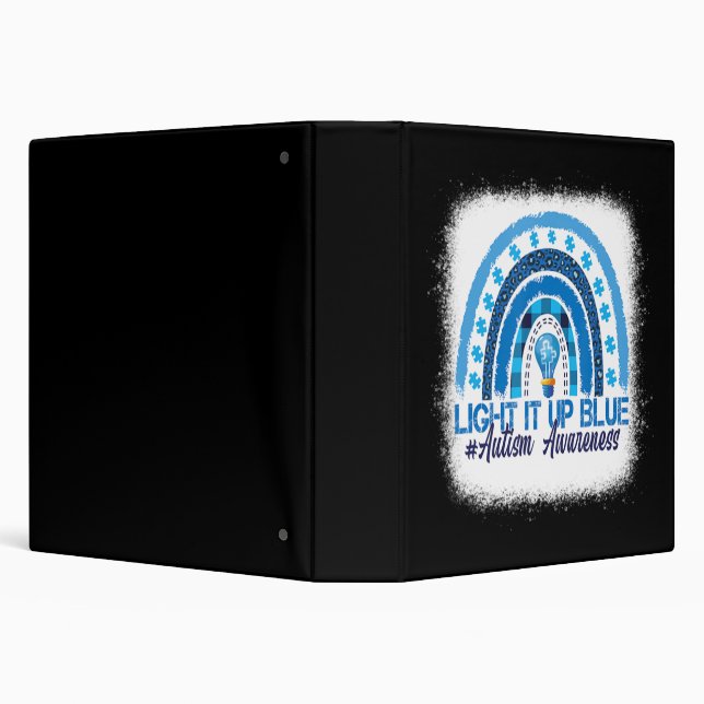 Light It Up Blue Rainbow Bleached Autism Awareness Binder (Background)