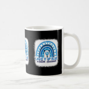 Light It Up Blue Rainbow Bleached Autism Awareness Coffee Mug