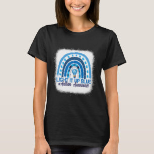 Light It Up Blue Rainbow Bleached Autism Awareness T-Shirt