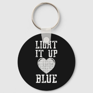 Light It Up Blue shirt Autism Awareness Puzzle Pie Keychain
