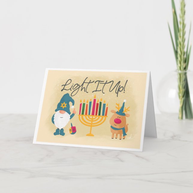 Light It Up Hanukkah Card (Front)