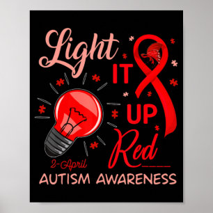 Light It Up Red Autism Awareness Puzzle Men Women  Poster