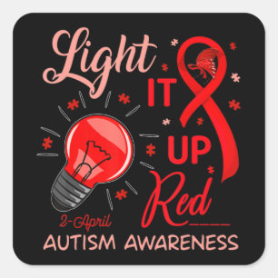 Light It Up Red Autism Awareness Puzzle Men Women  Square Sticker