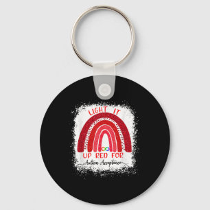 Light It Up Red For Autism Awareness Acceptance Re Keychain
