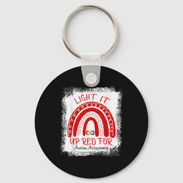 Light It Up Red For Autism Awareness Acceptance Re Keychain (Front)