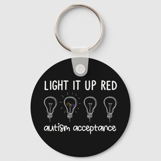 Light it up Red, REDinstead , Autism-Acceptance pr Keychain (Front)