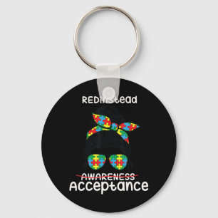 Light it up Red Shirt, redinstead Shirt, Autism-Ac Keychain