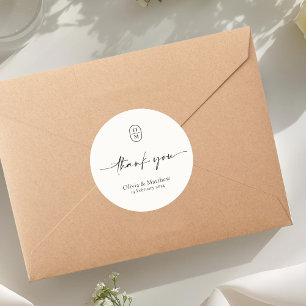 Light Ivory Chic & Modern Wedding Monogram Classic Round Sticker